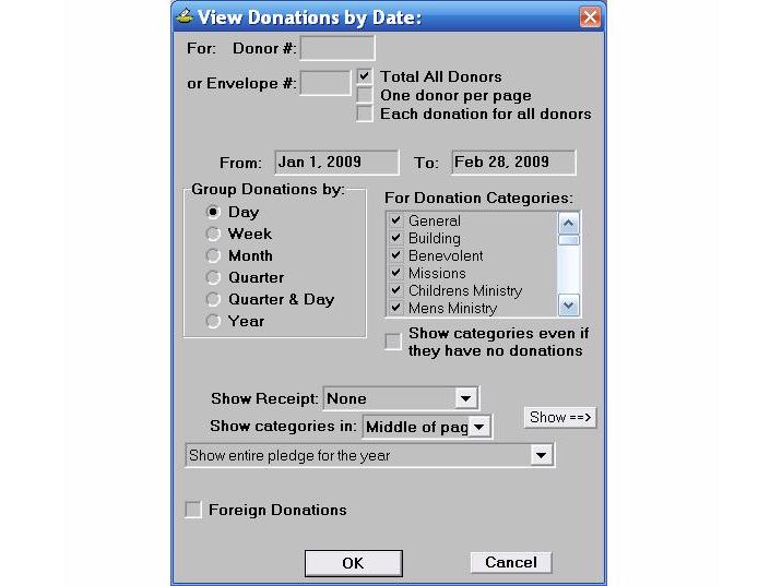 Donations by Date Window