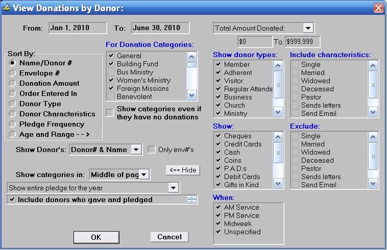 Donations by Donor Window