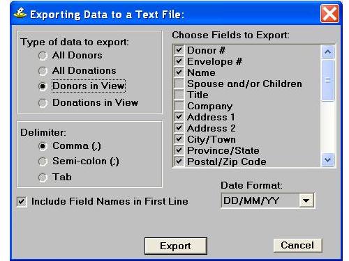 Exporting Data