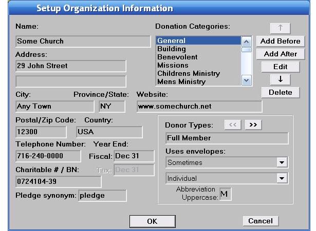 Organization/Church Info Window